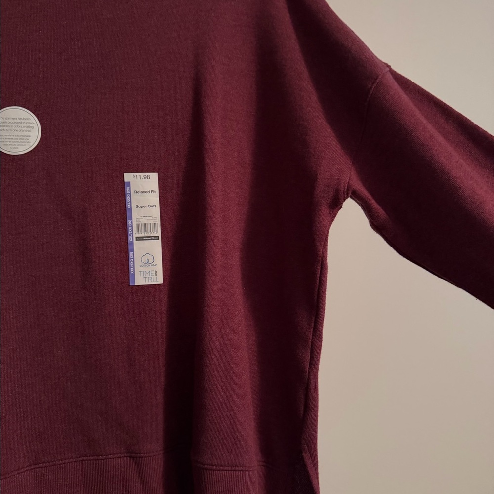Time and Tru Women's Plum Crew Neck Sweater - Picture 3 of 4